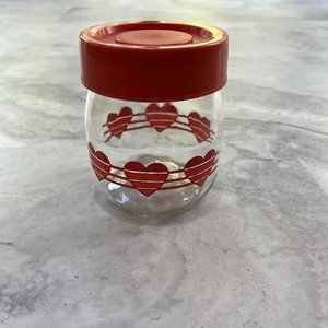 Vintage 70’s‎ Carlton Glass Jar Red/pink Hearts 1 Liter Valentine Decor Lidded